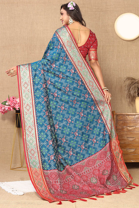 VastraLakshmi Supernal Blue Soft Banarasi Silk Saree With Amiable Blouse Piece