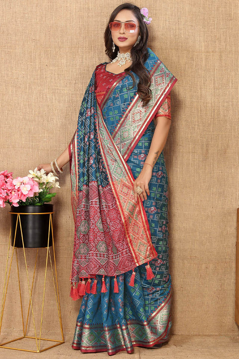 VastraLakshmi Supernal Blue Soft Banarasi Silk Saree With Amiable Blouse Piece