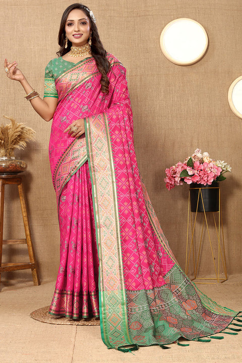 VastraLakshmi Ratatouille Dark Pink Soft Banarasi Silk Saree With Snazzy Blouse Piece