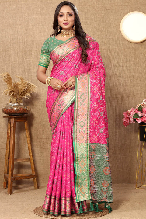 VastraLakshmi Ratatouille Dark Pink Soft Banarasi Silk Saree With Snazzy Blouse Piece