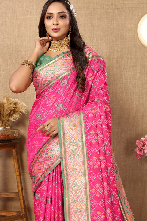 VastraLakshmi Ratatouille Dark Pink Soft Banarasi Silk Saree With Snazzy Blouse Piece