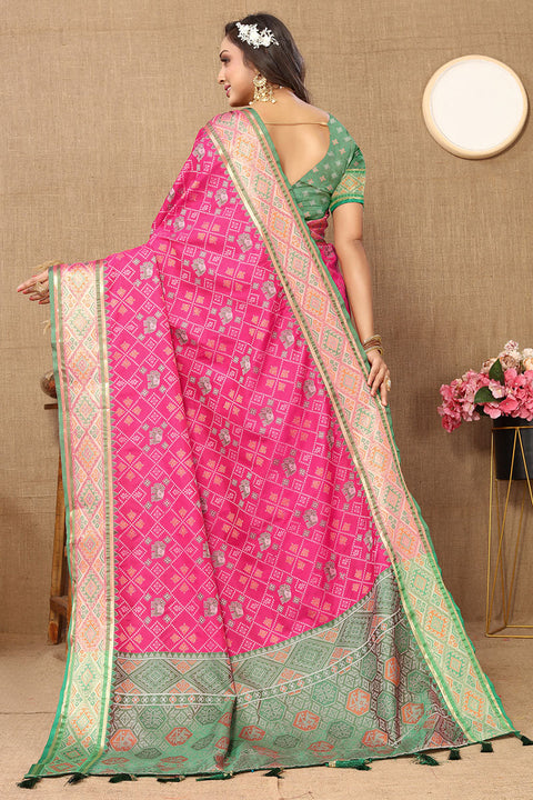 VastraLakshmi Ratatouille Dark Pink Soft Banarasi Silk Saree With Snazzy Blouse Piece