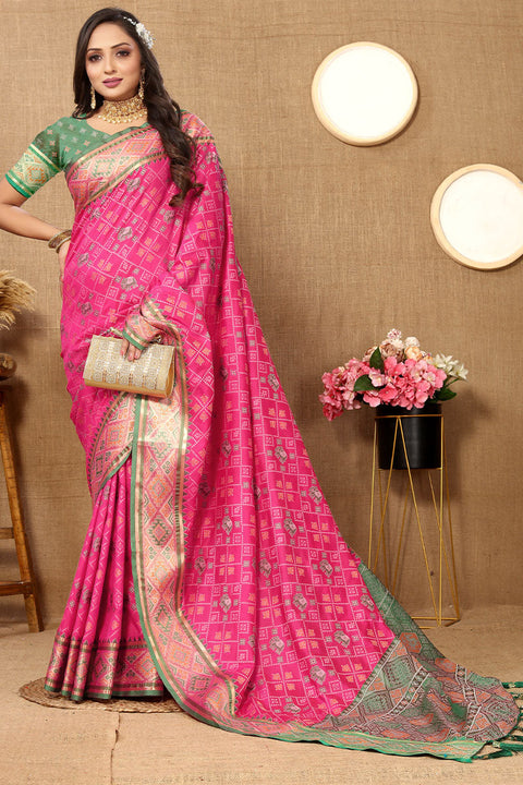 VastraLakshmi Ratatouille Dark Pink Soft Banarasi Silk Saree With Snazzy Blouse Piece