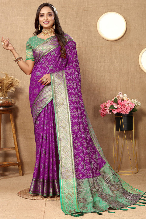 VastraLakshmi Improbable Purple Soft Banarasi Silk Saree With Exquisite Blouse Piece