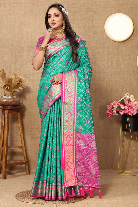 VastraLakshmi Scintillating Sea Green Soft Banarasi Silk Saree With Quixotic Blouse Piece