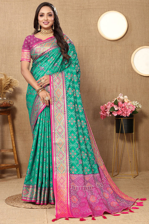 VastraLakshmi Scintillating Sea Green Soft Banarasi Silk Saree With Quixotic Blouse Piece