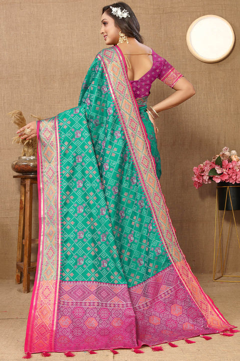 VastraLakshmi Scintillating Sea Green Soft Banarasi Silk Saree With Quixotic Blouse Piece