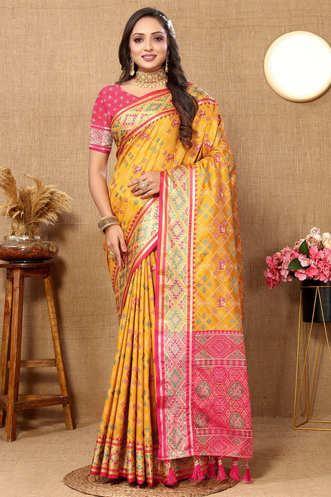 VastraLakshmi Posh Yellow Soft Banarasi Silk Saree With Ineffable Blouse Piece