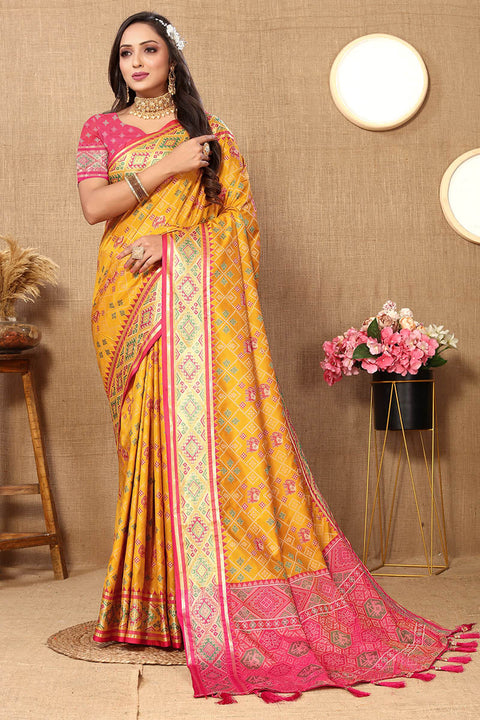 VastraLakshmi Posh Yellow Soft Banarasi Silk Saree With Ineffable Blouse Piece