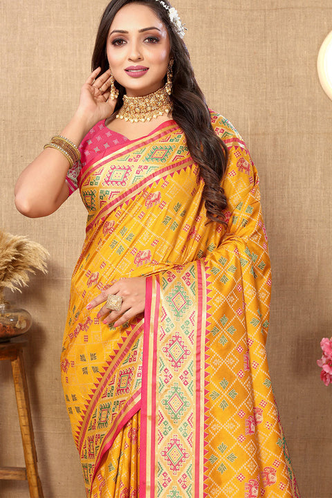 VastraLakshmi Posh Yellow Soft Banarasi Silk Saree With Ineffable Blouse Piece