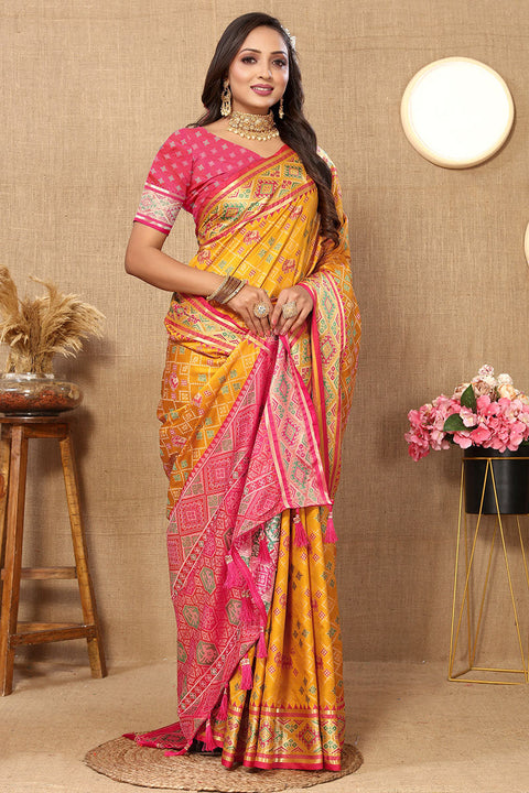 VastraLakshmi Posh Yellow Soft Banarasi Silk Saree With Ineffable Blouse Piece