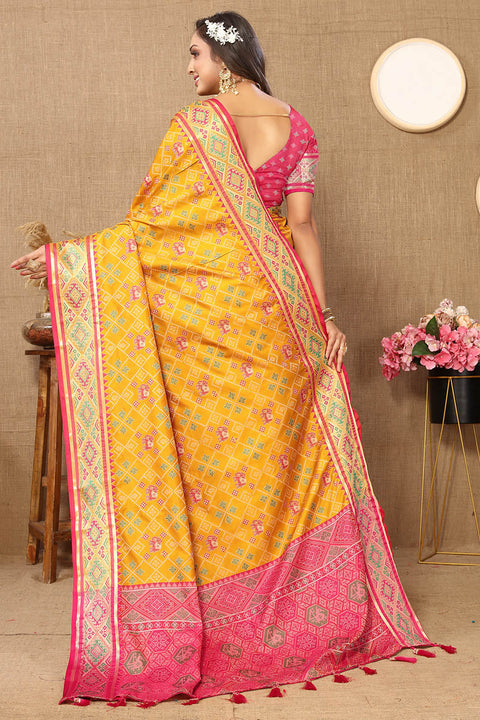 VastraLakshmi Posh Yellow Soft Banarasi Silk Saree With Ineffable Blouse Piece