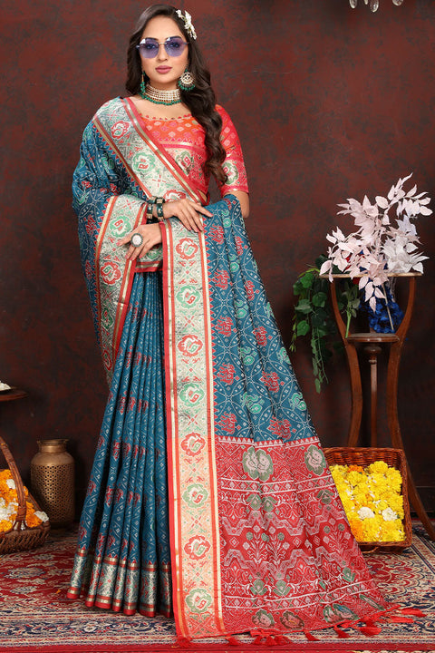 VastraLakshmi Whimsical Blue Soft Banarasi Silk Saree With Incomparable Blouse Piece