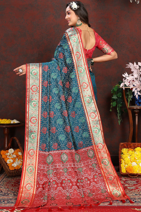 VastraLakshmi Whimsical Blue Soft Banarasi Silk Saree With Incomparable Blouse Piece