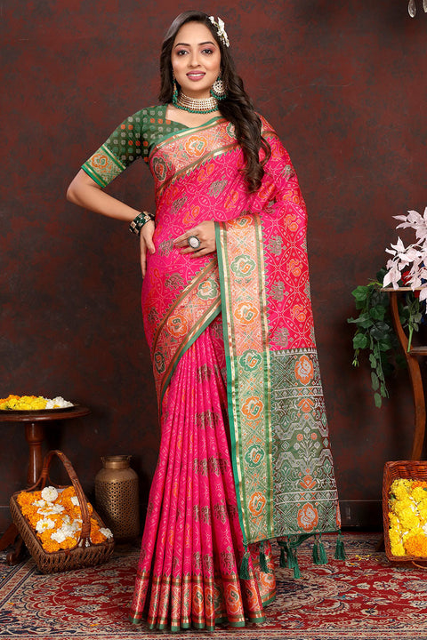 VastraLakshmi Tempting Dark Pink Soft Banarasi Silk Saree With Staggering Blouse Piece