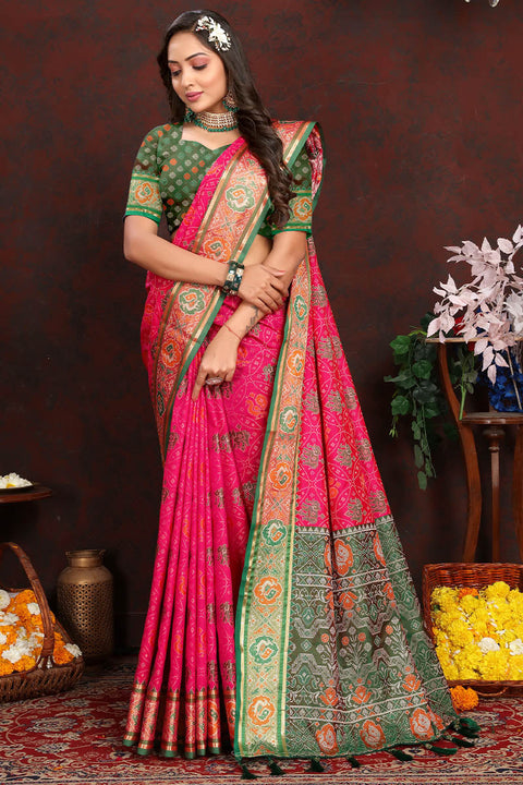 VastraLakshmi Tempting Dark Pink Soft Banarasi Silk Saree With Staggering Blouse Piece