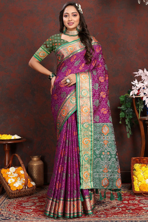 VastraLakshmi Lissome Purple Soft Banarasi Silk Saree With Diaphanous Blouse Piece