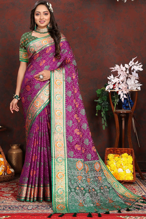 VastraLakshmi Lissome Purple Soft Banarasi Silk Saree With Diaphanous Blouse Piece