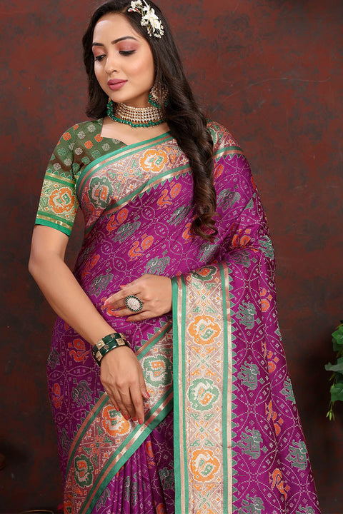 VastraLakshmi Lissome Purple Soft Banarasi Silk Saree With Diaphanous Blouse Piece