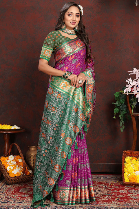 VastraLakshmi Lissome Purple Soft Banarasi Silk Saree With Diaphanous Blouse Piece