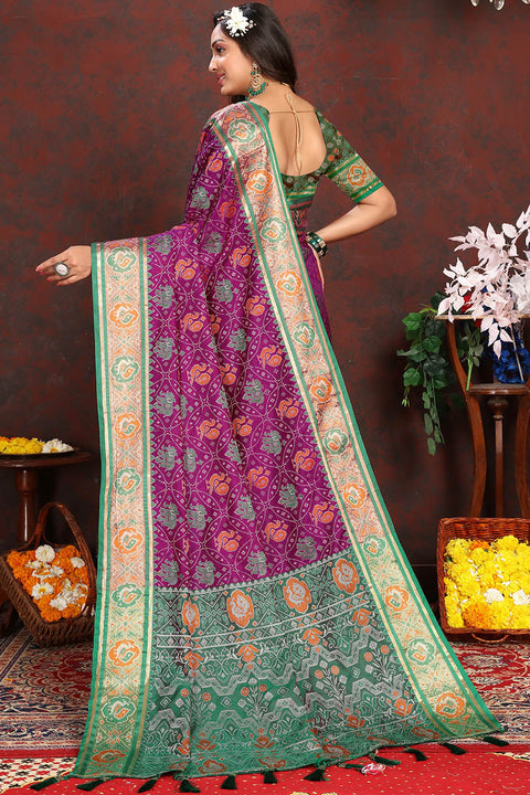 VastraLakshmi Lissome Purple Soft Banarasi Silk Saree With Diaphanous Blouse Piece