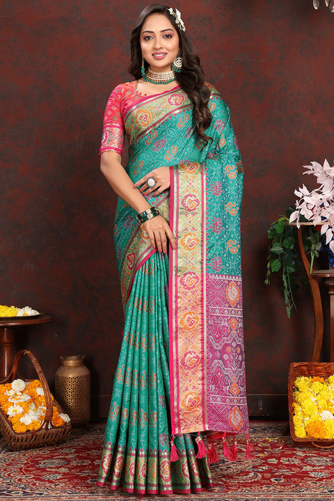 VastraLakshmi Bewitching Sea Green Soft Banarasi Silk Saree With Exquisite Blouse Piece