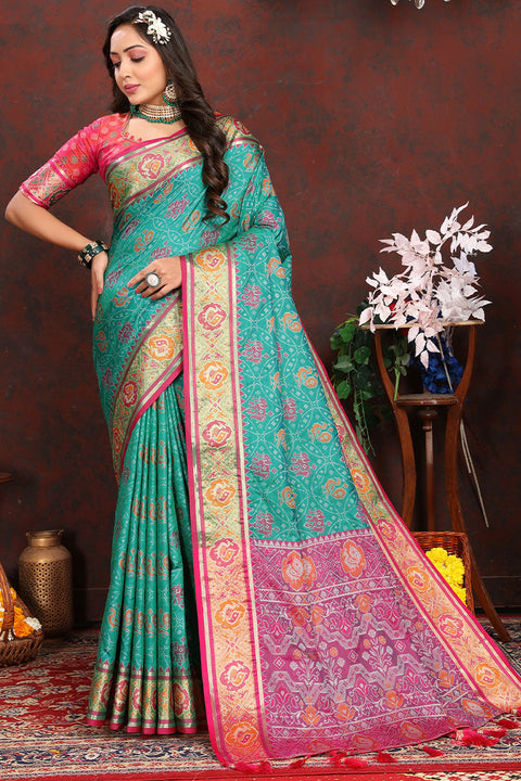 VastraLakshmi Bewitching Sea Green Soft Banarasi Silk Saree With Exquisite Blouse Piece