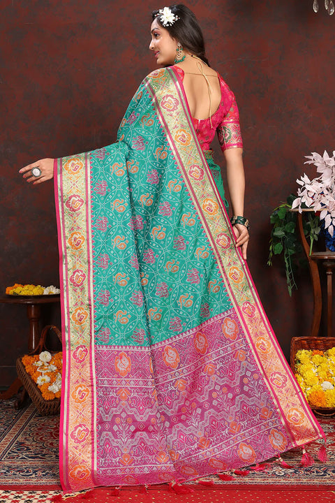 VastraLakshmi Bewitching Sea Green Soft Banarasi Silk Saree With Exquisite Blouse Piece