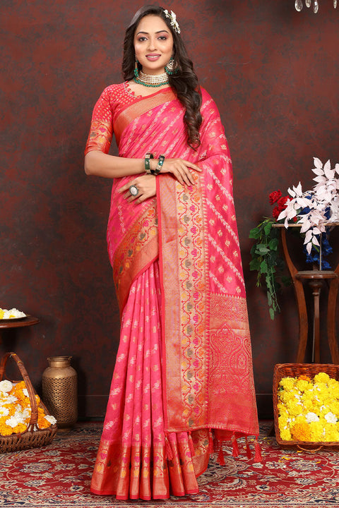 VastraLakshmi Mesmerising Dark Pink Soft Banarasi Silk Saree With Precious Blouse Piece