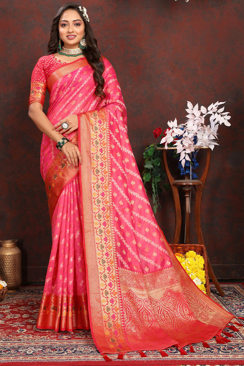 VastraLakshmi Mesmerising Dark Pink Soft Banarasi Silk Saree With Precious Blouse Piece