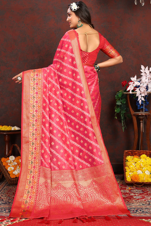 VastraLakshmi Mesmerising Dark Pink Soft Banarasi Silk Saree With Precious Blouse Piece