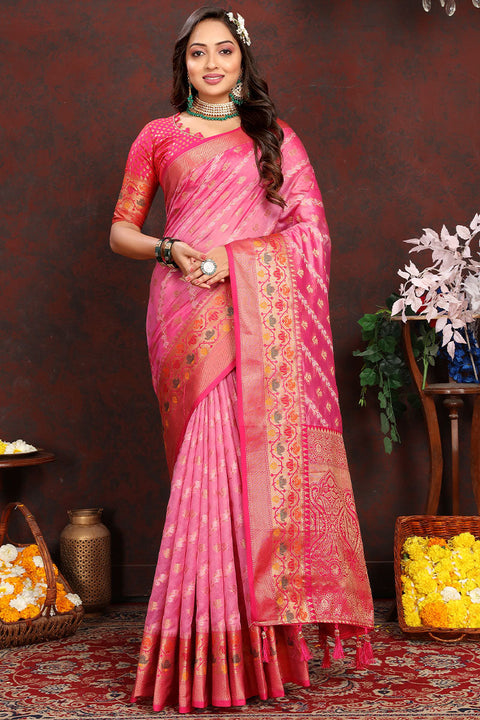 VastraLakshmi Inspiring Pink Soft Banarasi Silk Saree With Dalliance Blouse Piece