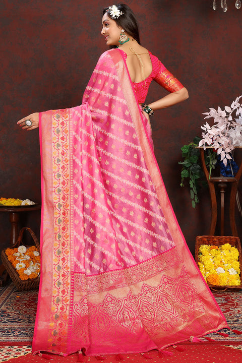 VastraLakshmi Inspiring Pink Soft Banarasi Silk Saree With Dalliance Blouse Piece