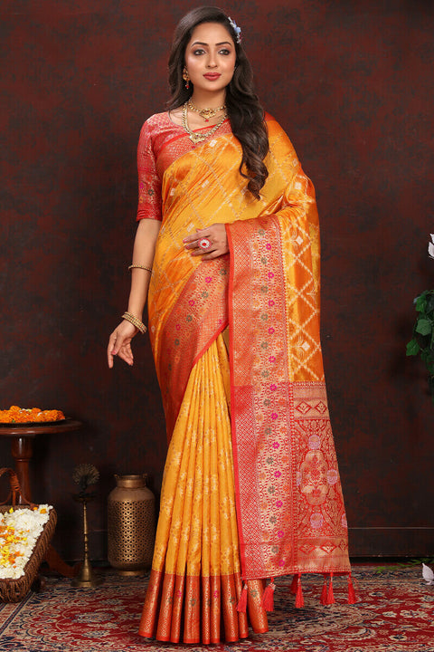 VastraLakshmi Excellent Yellow Soft Banarasi Silk Saree With Conflate Blouse Piece