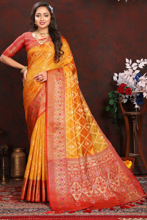 VastraLakshmi Excellent Yellow Soft Banarasi Silk Saree With Conflate Blouse Piece