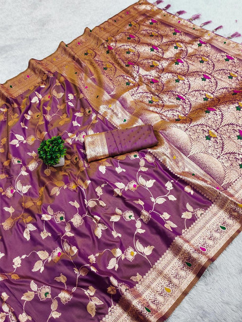 VastraLakshmi Eloquence Purple Soft Banarasi Silk Saree With Amiable Blouse Piece