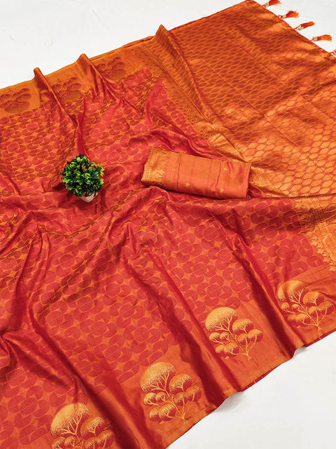 VastraLakshmi Winsome Red Soft Banarasi Silk Saree With Aplomb Blouse Piece