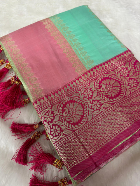 VastraLakshmi Fantabulous Multicolor Soft Banarasi Silk Saree With Sumptuous Blouse Piece