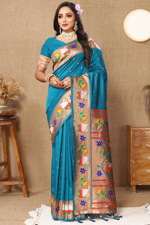 VastraLakshmi Beleaguer Friozi Paithani Silk Saree With Cynosure Blouse Piece