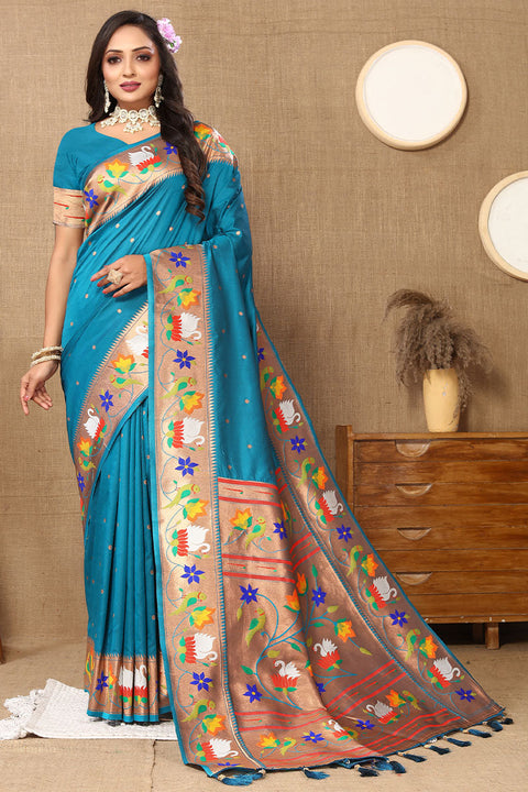 VastraLakshmi Beleaguer Friozi Paithani Silk Saree With Cynosure Blouse Piece