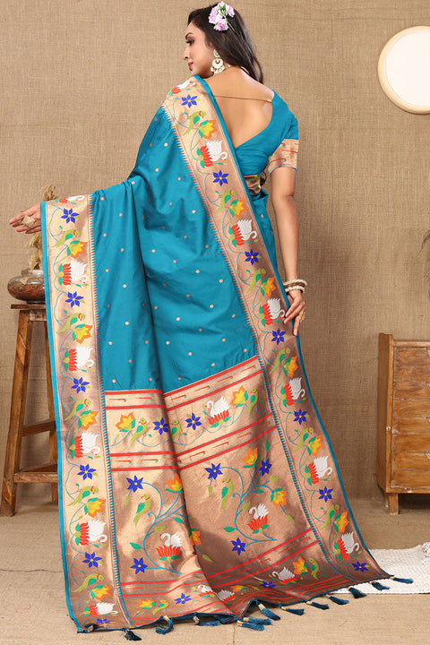 VastraLakshmi Beleaguer Friozi Paithani Silk Saree With Cynosure Blouse Piece