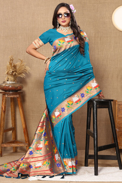 VastraLakshmi Beleaguer Friozi Paithani Silk Saree With Cynosure Blouse Piece