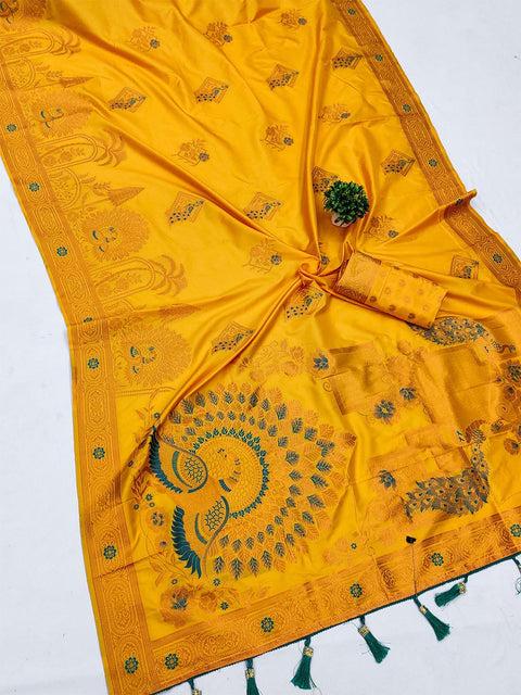 VastraLakshmi Deserving Yellow Paithani Silk Saree With Stylish Blouse Piece