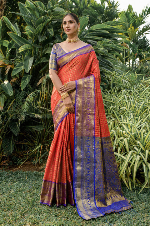 VastraLakshmi Sizzling Purple Soft Banarasi Silk Saree With Bewitching Blouse Piece