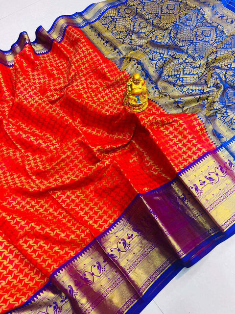 VastraLakshmi Sizzling Purple Soft Banarasi Silk Saree With Bewitching Blouse Piece