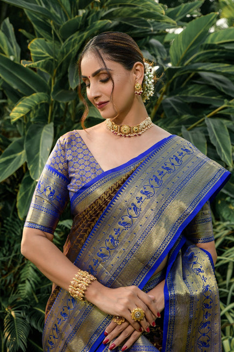 VastraLakshmi Flaunt Wine Soft Banarasi Silk Saree With Bewitching Blouse Piece