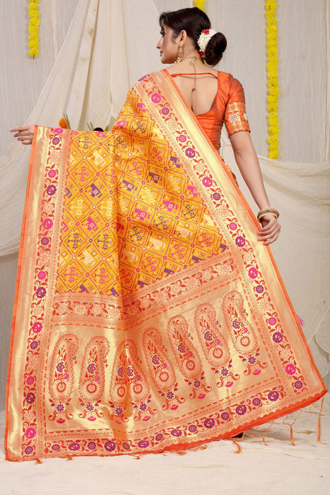 VastraLakshmi Delectable Yellow Paithani Silk Saree With Eloquence Blouse Piece