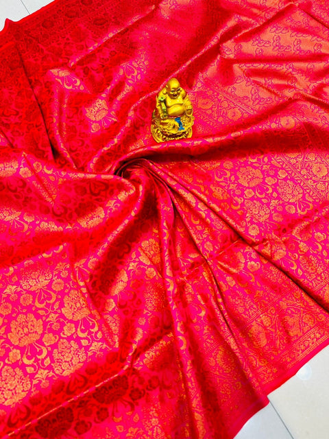 VastraLakshmi Sophisticated Dark Pink Kanjivaram Silk Saree With Outstanding Blouse Piece