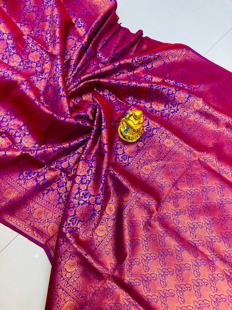 VastraLakshmi Twirling Purple Kanjivaram Silk Saree With Outstanding Blouse Piece