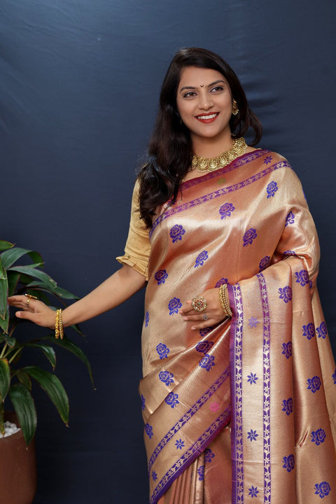 VastraLakshmi Brood Purple Paithani Silk Saree With Mellifluous Blouse Piece